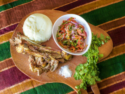 National Dish of Kenya - Ugali nyama choma na kachumbari