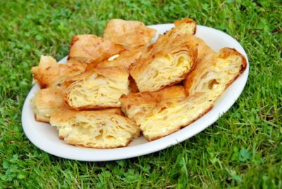 National Dish of Serbia - Gibanica (an egg and cheese pie made with filo dough), pljeskavica (a ground beef)