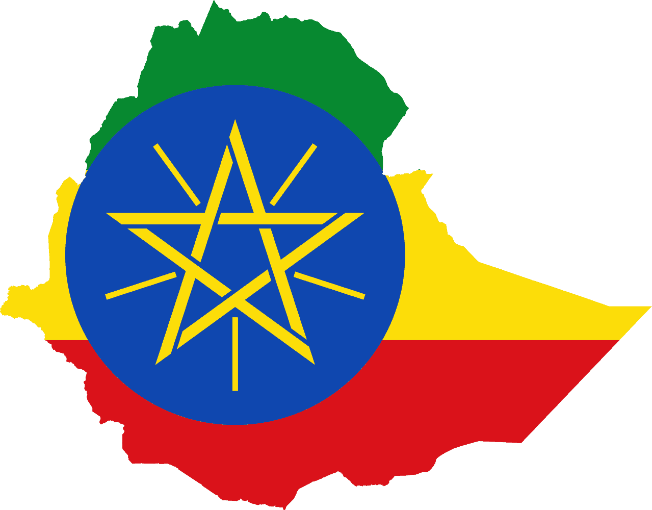 Flag map of Ethiopia