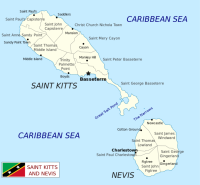 St Kitts & Nevis map image