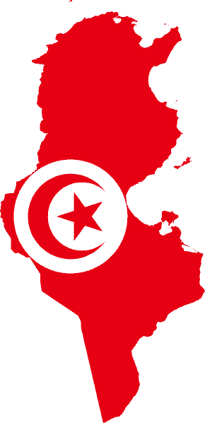 Flag map of Tunisia