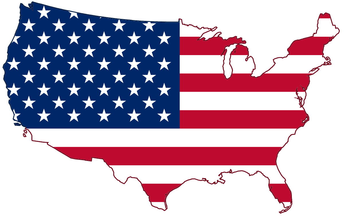 Flag map of United States of America