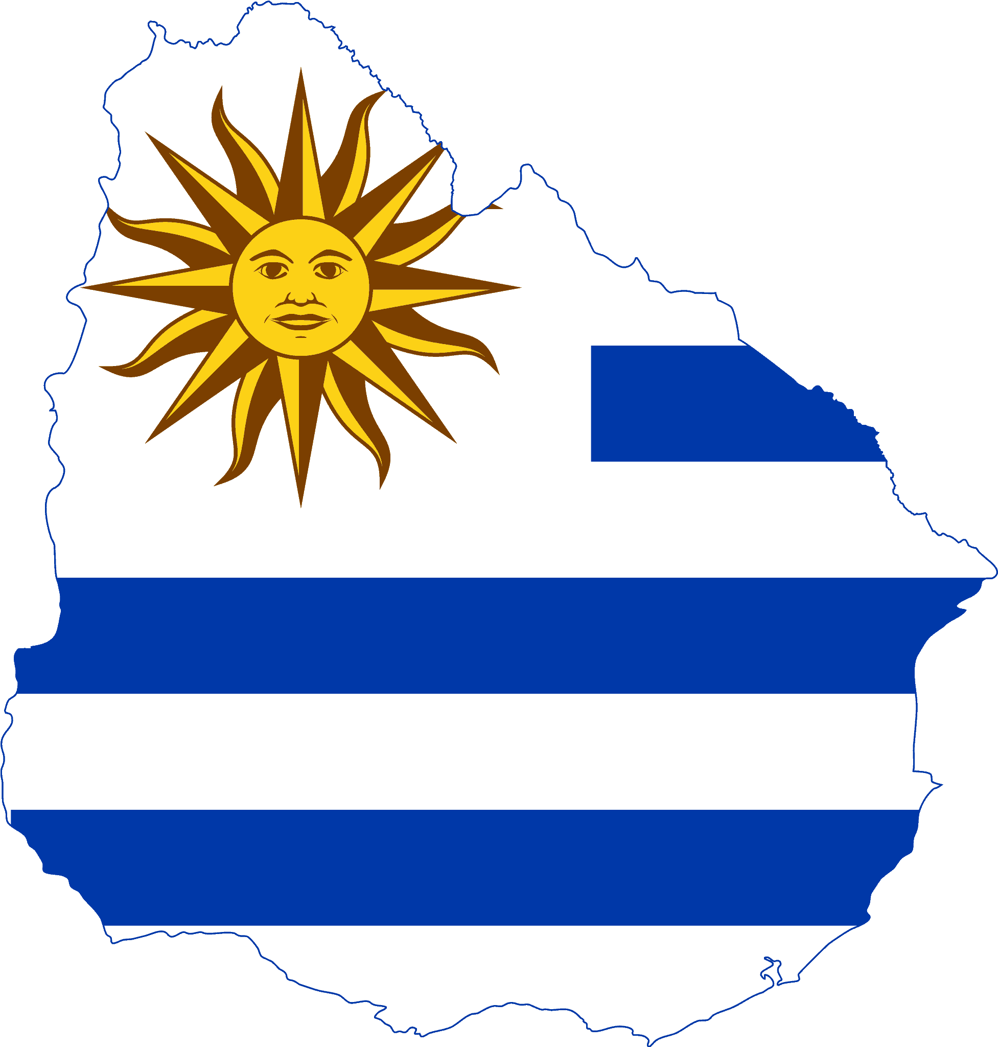 Flag map of Uruguay