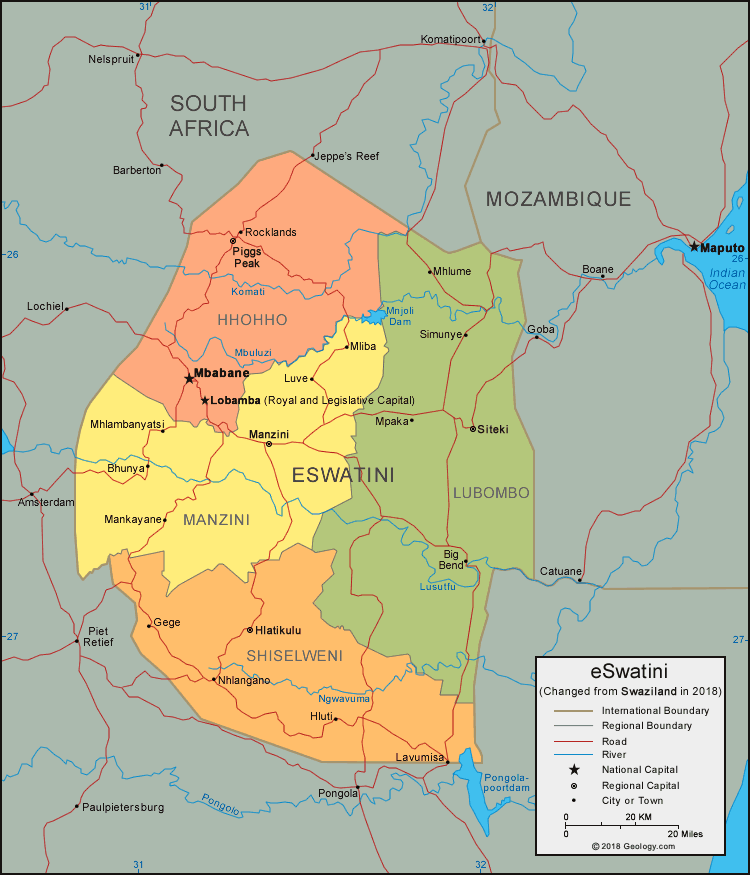 Eswatini (Swaziland) map image
