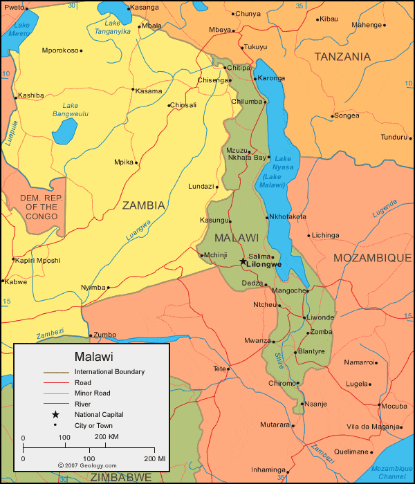 Malawi map image