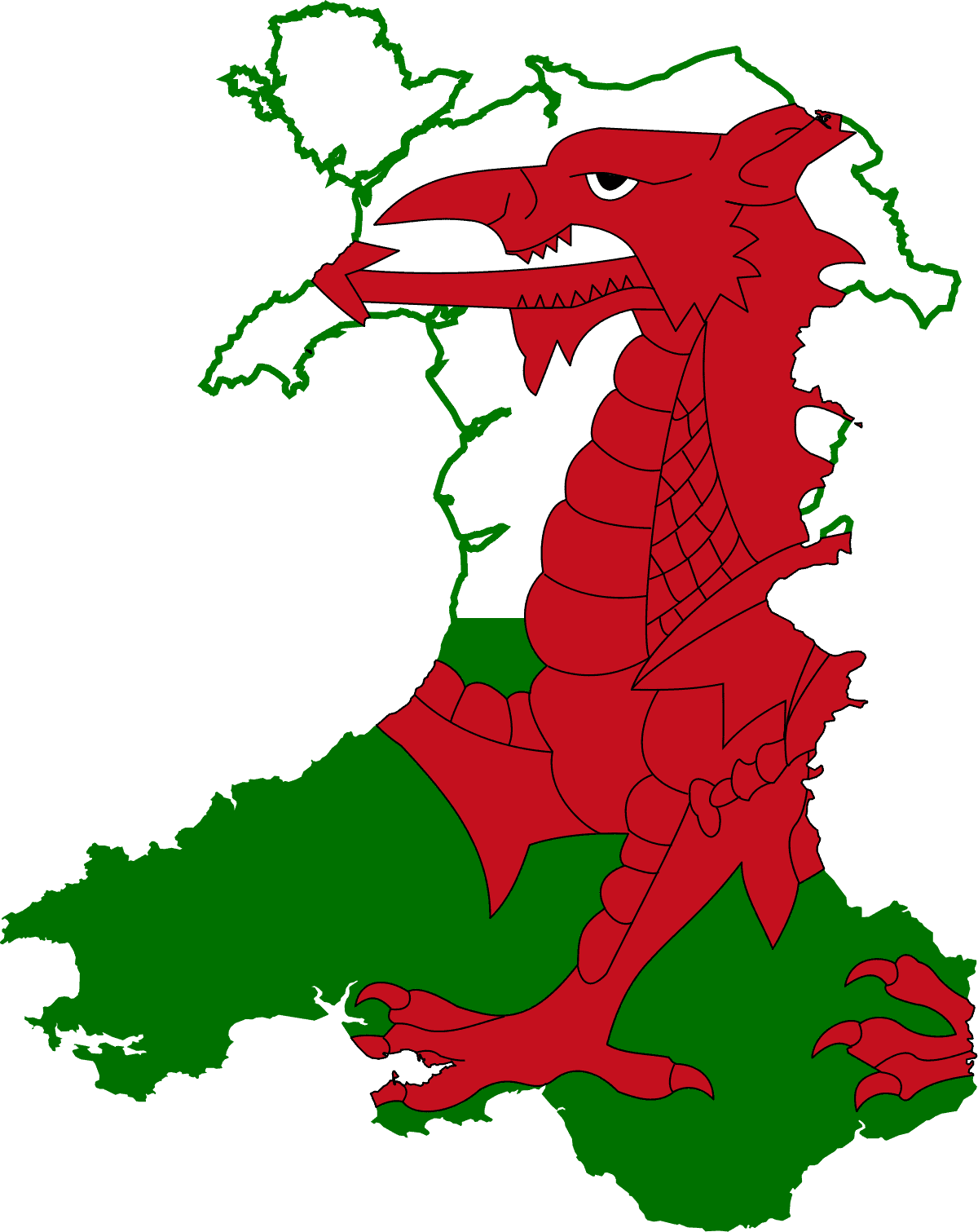 Flag map of Wales